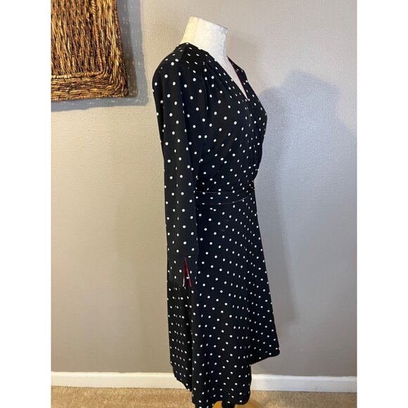 WHBM Medium M Reversible Floral Dot Faux Wrap Dress No Belt - Picture 9 of 15